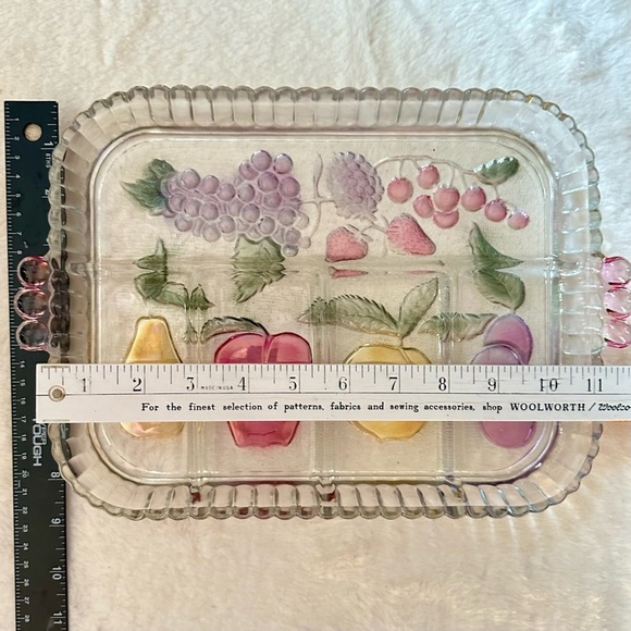 Vintage Pressed Indiana Glass 5-Section Fruit Design Relish Tray Serving Platter - Picture 13 of 13